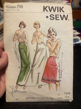 Vtg Kwik Sew Pattern 716 Misses Half Slip Sewing Pattern Sz S-M-L-XL 3 Lengths